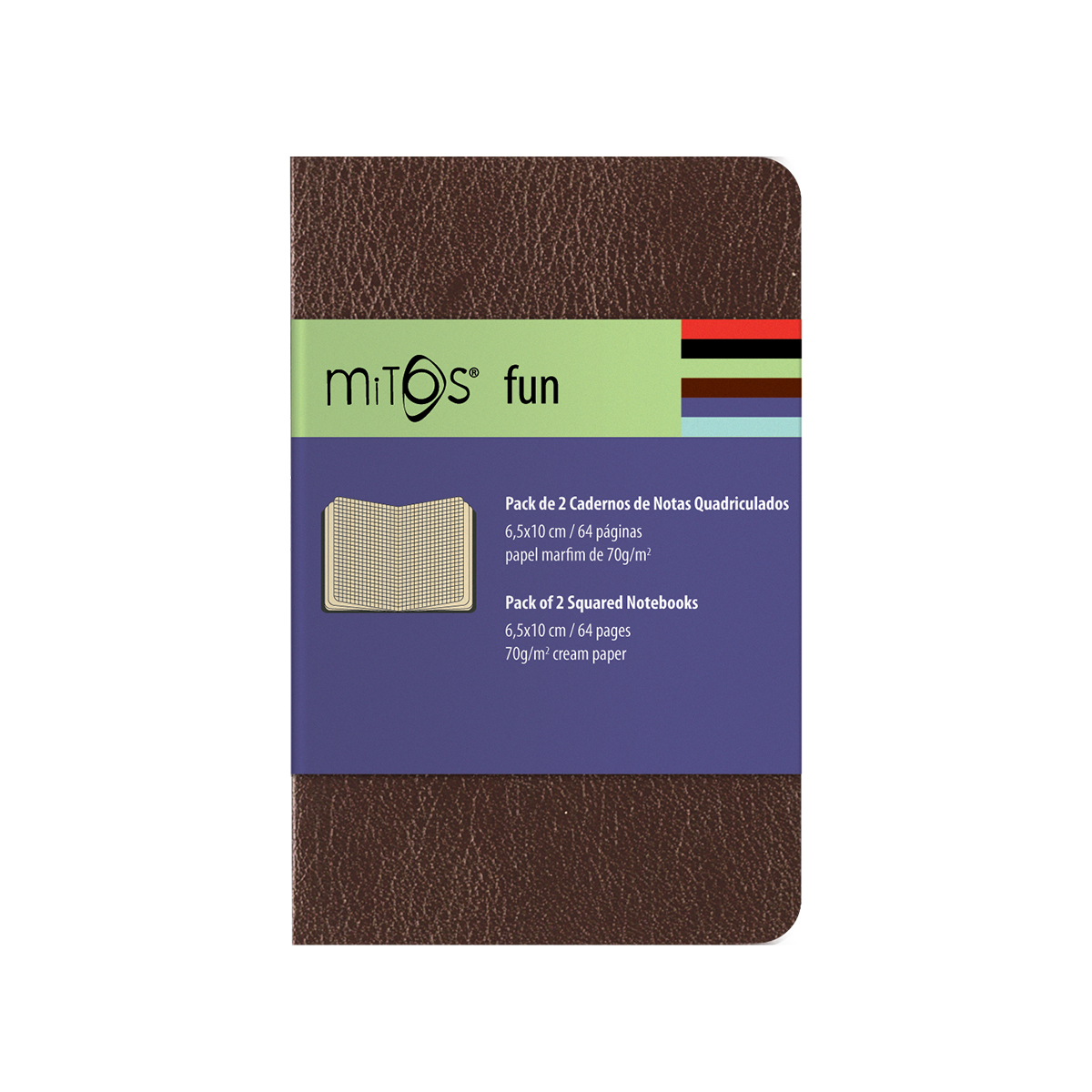 MITOS® FUN-Pack2 Cadernos Notas Quadriculado(6,5x10cm)64pg